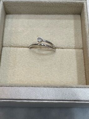 Modern Silver Wrap Ring with Clear Accent Stone
